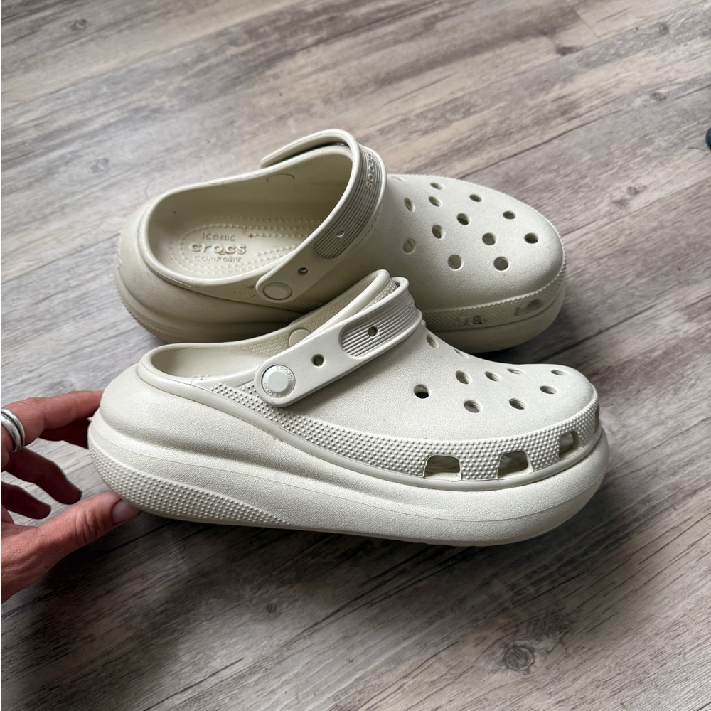 CROCS Platform Clogs in Off-White/Cream